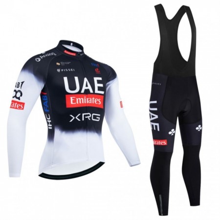 Fietskleding (Fietsshirt Lange Mouw + Lange Koersbroek) 2025 UAE TEAM EMIRATES - Zwart